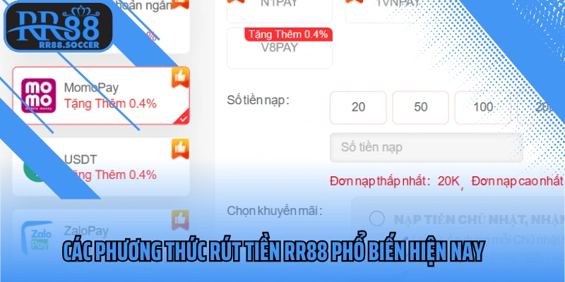 Các phương thức rút tiền RR88 phổ biến hiện nay