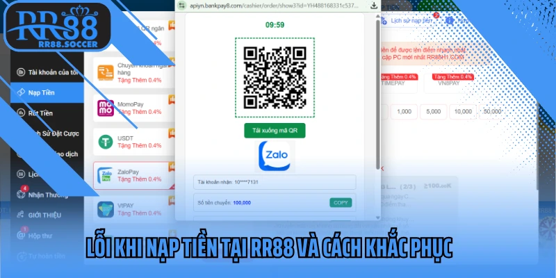 Lỗi khi nạp tiền tại RR88 và cách khắc phục