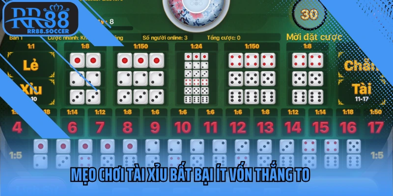 Mẹo chơi tài xỉu bất bại ít vốn thắng to